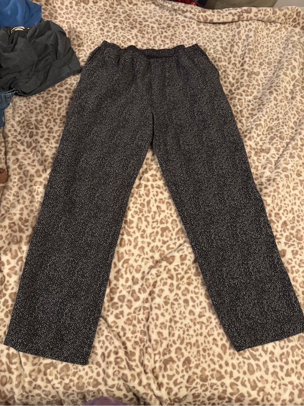 Lands End Black Speckled Straight-Leg Cropped Pants Size Petite Large